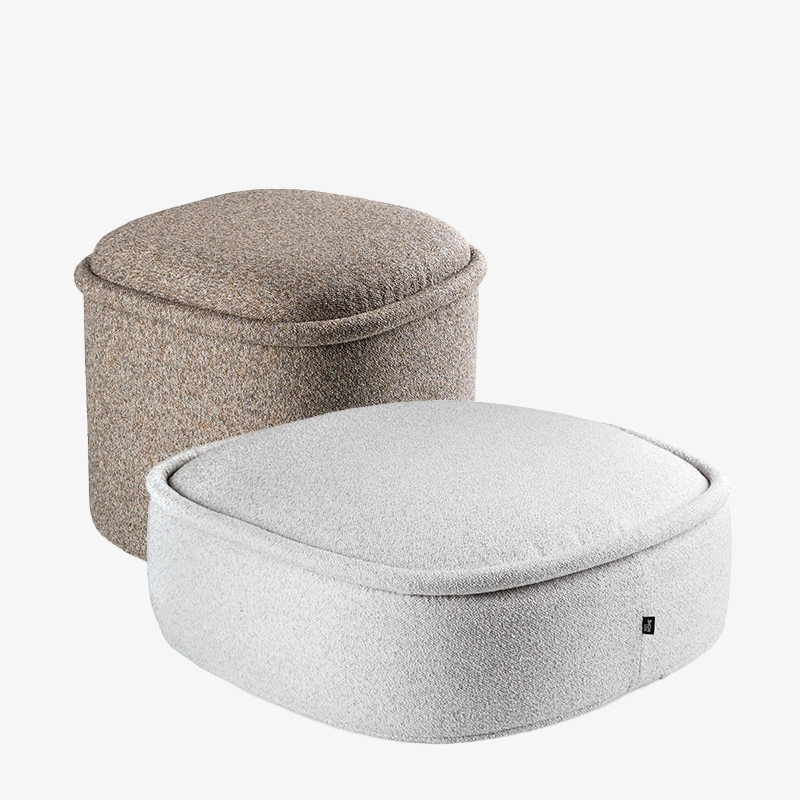 Szaro-beżowy zestaw 2 puf HALO