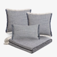 Granatowy zestaw narzuta + 3 poduszki PERU